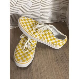 Vans Authentic Yellow Checkerboard Canvas Low Top Sneakers Womens 8.5 
721356